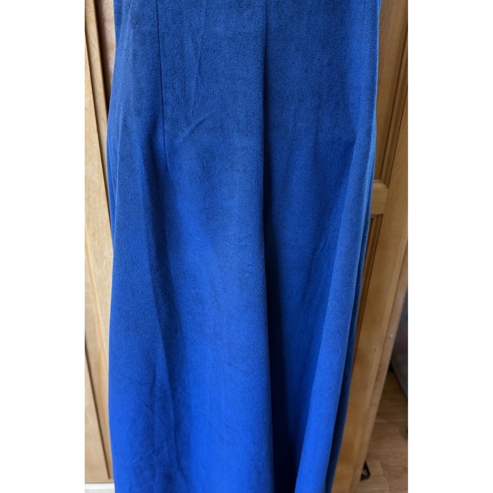 Vintage 70s Maxi Dress Small Blue Velour Sleeveless Retro Party Evening Gown Mod - Picture 8 of 12